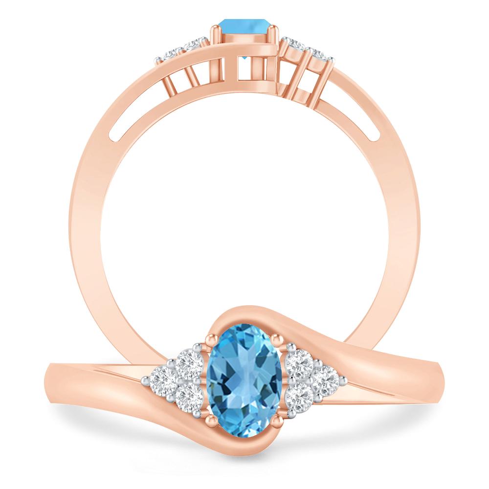 Rose Gold - Blue Topaz