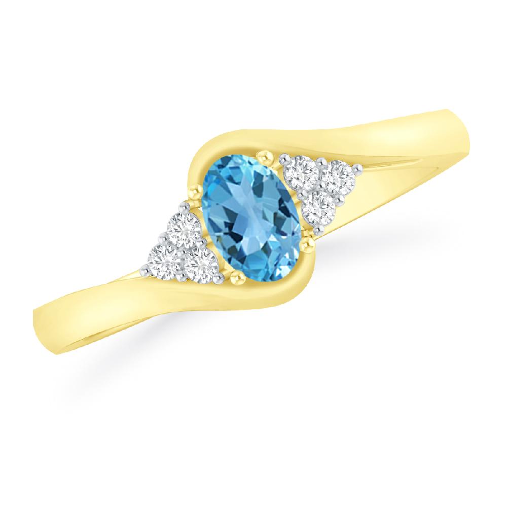 Yellow Gold - Blue Topaz