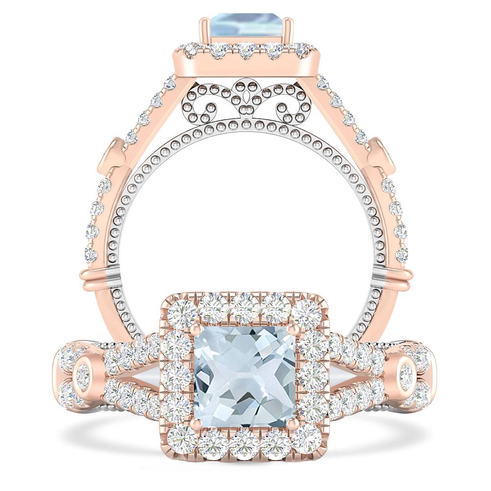 Rose Gold - Aquamarine