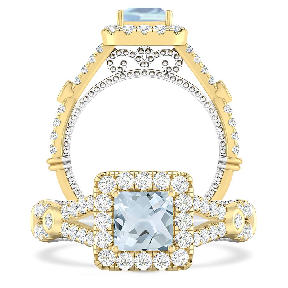 Yellow Gold - Aquamarine