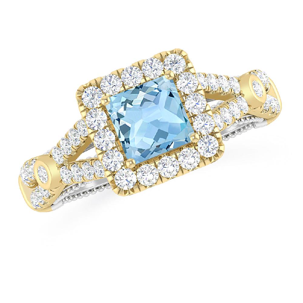 Yellow Gold - Aquamarine