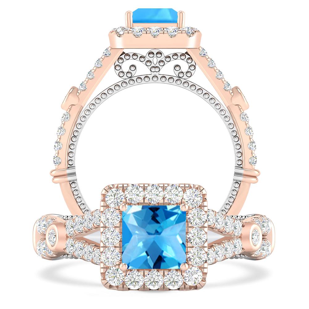 Rose Gold - Blue Topaz