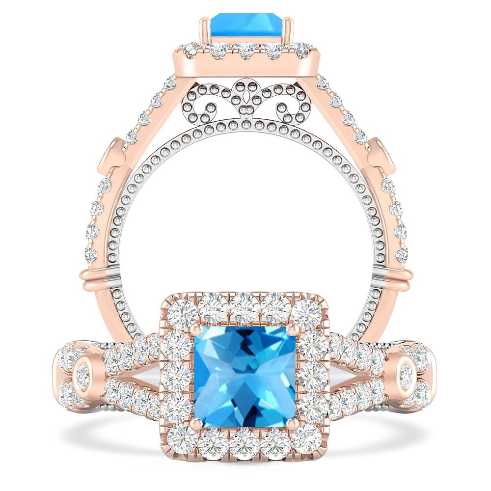 Rose Gold - Blue Topaz