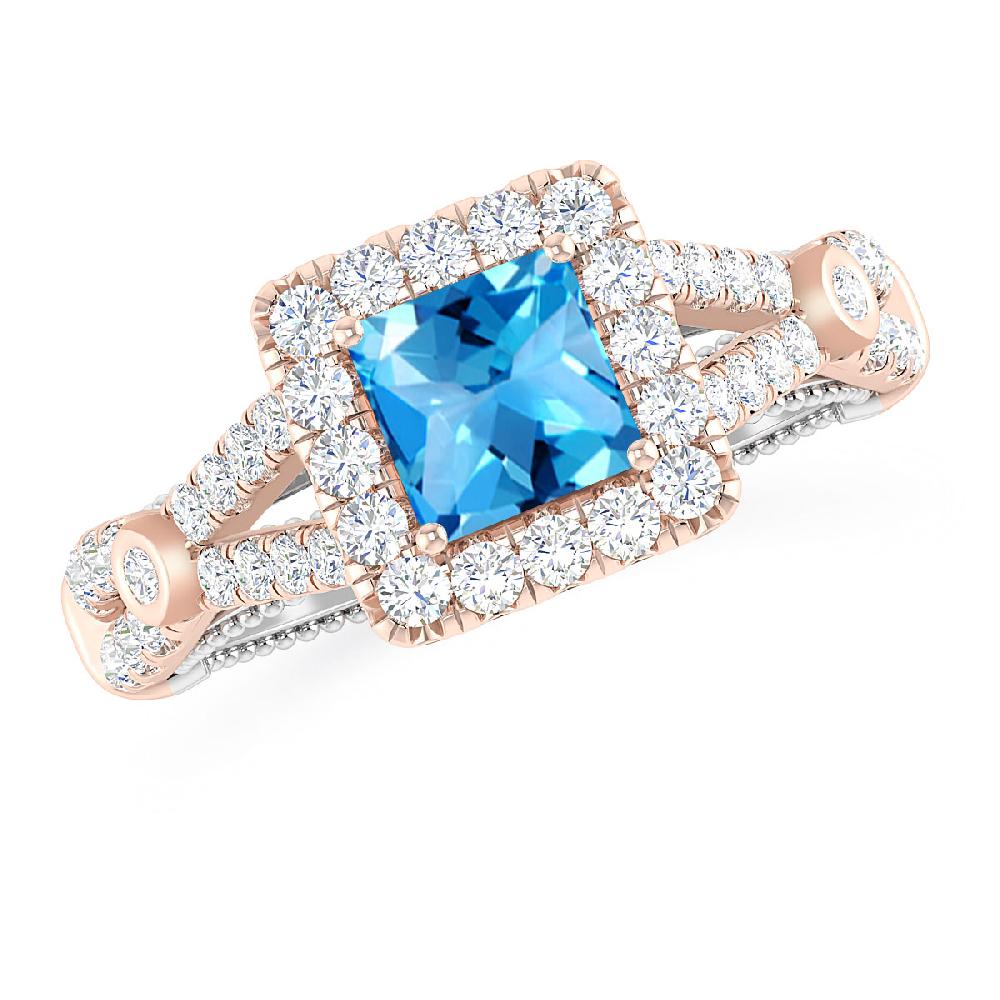 Rose Gold - Blue Topaz