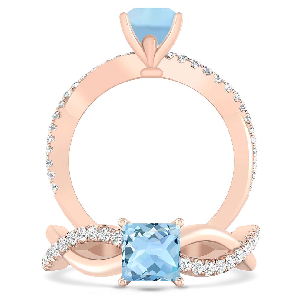 Rose Gold - Aquamarine